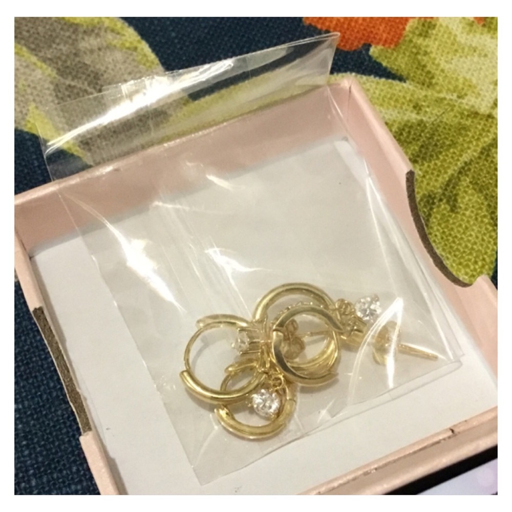 New! POXTEX 3 set 14K SS Pierced Earring Set - Picture 4 of 11